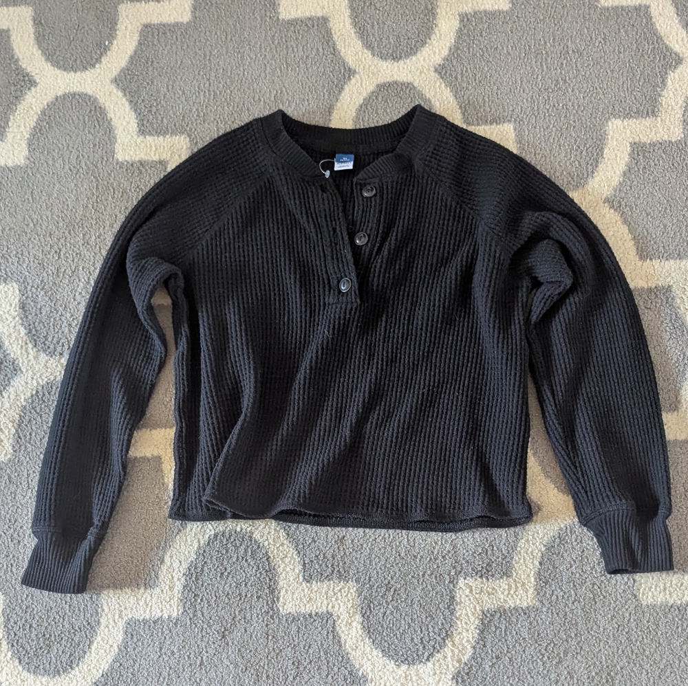 Goodfellow & Co Black Button-Up Waffle Knit Sweater